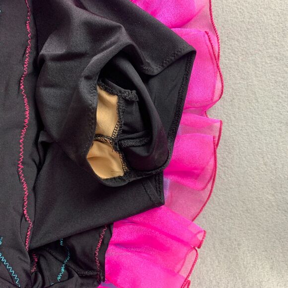 Adult Medium Jazz Dance Skort Set Turquoise Pink Sequin Ruffle Stage Outfit - Picture 10 of 11